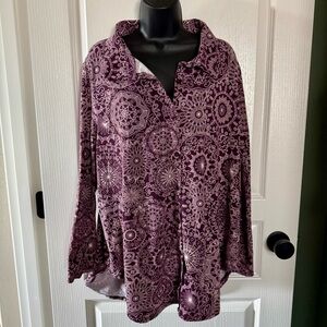 LuLaRoe Purple Floral Button Down Shirt